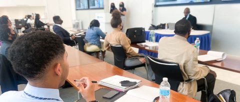 Students attending KEYS lecture in a classroom